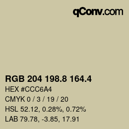 カラーコード: RGB 204 198.8 164.4 | qconv.com