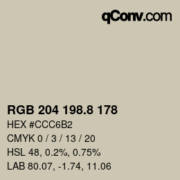 Color code: RGB 204 198.8 178 | qconv.com