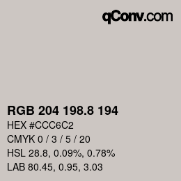 カラーコード: RGB 204 198.8 194 | qconv.com