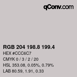 カラーコード: RGB 204 198.8 199.4 | qconv.com