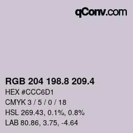 カラーコード: RGB 204 198.8 209.4 | qconv.com
