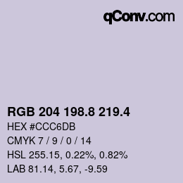 カラーコード: RGB 204 198.8 219.4 | qconv.com