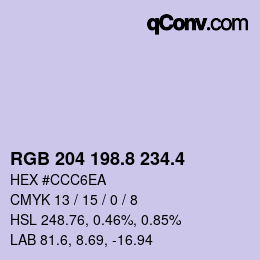カラーコード: RGB 204 198.8 234.4 | qconv.com