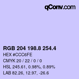 カラーコード: RGB 204 198.8 254.4 | qconv.com