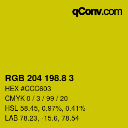 カラーコード: RGB 204 198.8 3 | qconv.com