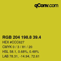 カラーコード: RGB 204 198.8 39.4 | qconv.com