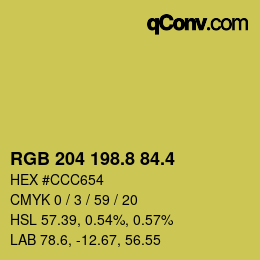 カラーコード: RGB 204 198.8 84.4 | qconv.com