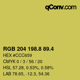 カラーコード: RGB 204 198.8 89.4 | qconv.com