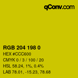 カラーコード: RGB 204 198 0 | qconv.com