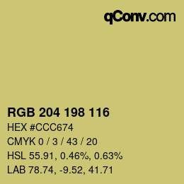 カラーコード: RGB 204 198 116 | qconv.com