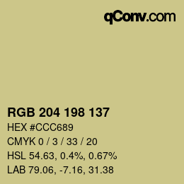 Color code: RGB 204 198 137 | qconv.com