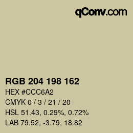 Color code: RGB 204 198 162 | qconv.com