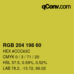 Color code: RGB 204 198 60 | qconv.com