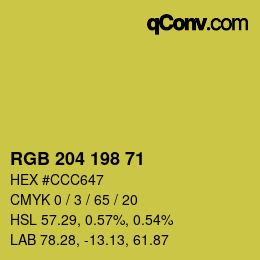 Color code: RGB 204 198 71 | qconv.com