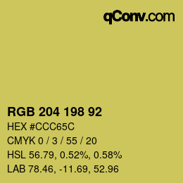 颜色代码: RGB 204 198 92 | qconv.com