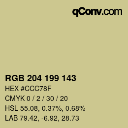 颜色代码: RGB 204 199 143 | qconv.com