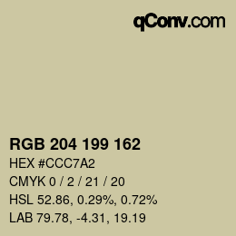 Código de color: RGB 204 199 162 | qconv.com