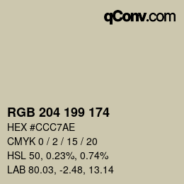 カラーコード: RGB 204 199 174 | qconv.com