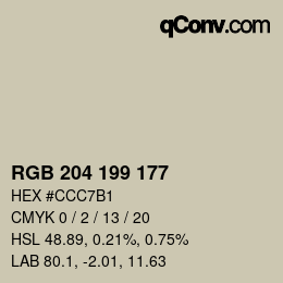 カラーコード: RGB 204 199 177 | qconv.com