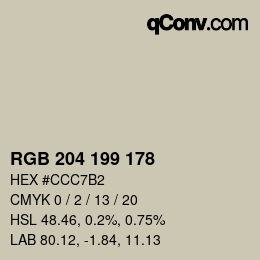 Color code: RGB 204 199 178 | qconv.com