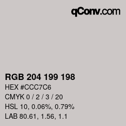 Color code: RGB 204 199 198 | qconv.com