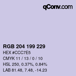 カラーコード: RGB 204 199 229 | qconv.com
