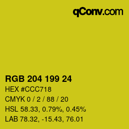Color code: RGB 204 199 24 | qconv.com