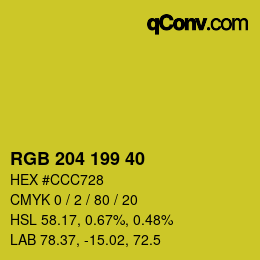 Color code: RGB 204 199 40 | qconv.com