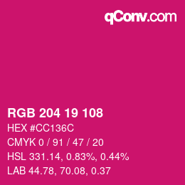 Color code: RGB 204 19 108 | qconv.com