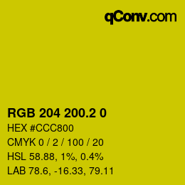 カラーコード: RGB 204 200.2 0 | qconv.com