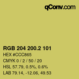 カラーコード: RGB 204 200.2 101 | qconv.com