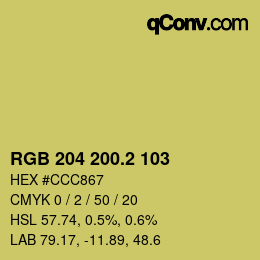 Color code: RGB 204 200.2 103 | qconv.com