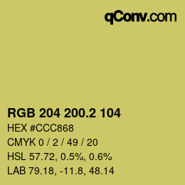 カラーコード: RGB 204 200.2 104 | qconv.com