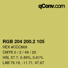 Color code: RGB 204 200.2 105 | qconv.com