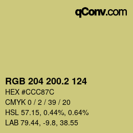 カラーコード: RGB 204 200.2 124 | qconv.com