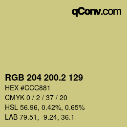カラーコード: RGB 204 200.2 129 | qconv.com