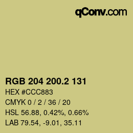 カラーコード: RGB 204 200.2 131 | qconv.com