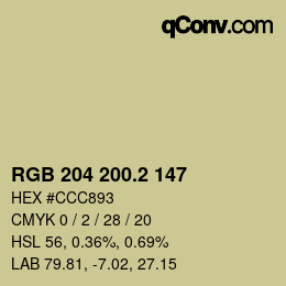 カラーコード: RGB 204 200.2 147 | qconv.com