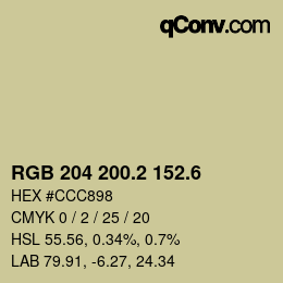 カラーコード: RGB 204 200.2 152.6 | qconv.com