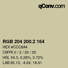 カラーコード: RGB 204 200.2 164 | qconv.com
