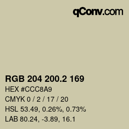 カラーコード: RGB 204 200.2 169 | qconv.com