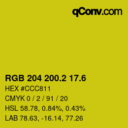 カラーコード: RGB 204 200.2 17.6 | qconv.com