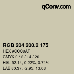 カラーコード: RGB 204 200.2 175 | qconv.com