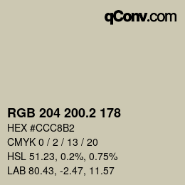 カラーコード: RGB 204 200.2 178 | qconv.com