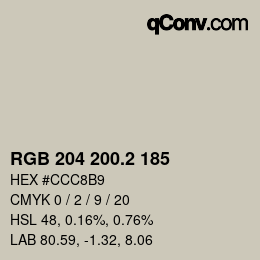 カラーコード: RGB 204 200.2 185 | qconv.com