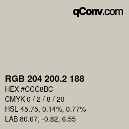 Color code: RGB 204 200.2 188 | qconv.com