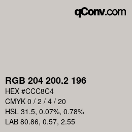カラーコード: RGB 204 200.2 196 | qconv.com