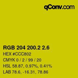 カラーコード: RGB 204 200.2 2.6 | qconv.com
