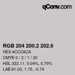 カラーコード: RGB 204 200.2 202.6 | qconv.com