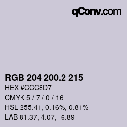 カラーコード: RGB 204 200.2 215 | qconv.com